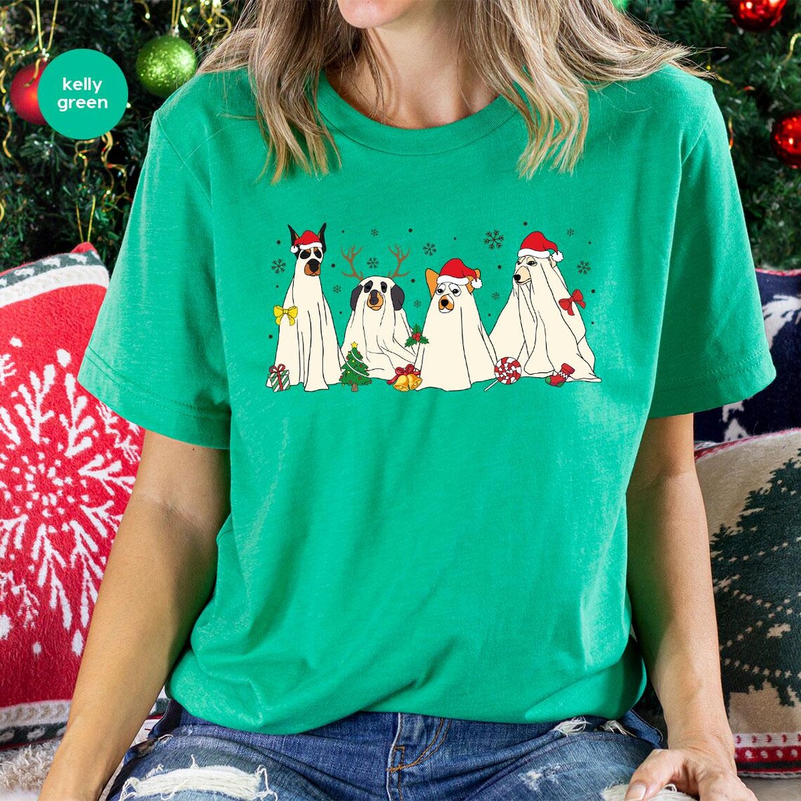 Funny Christmas Dog Shirt, Christmas Ghost Dog Tshirt, Gift for