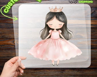 Niedliches Prinzessinnen-DTF-Transfermotiv für Kinder-Märchenkleidung, Bügelfertiges T-Shirt für kleine Mädchen zum Geburtstag, Fantasy-T-Shirt