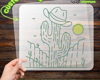 Cowboy Cactus DTF Transfer, Ready To Press Western Desert Heat Transfer, Southwestern Cactus Design, Western Iron On