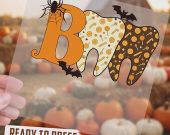 Halloween Bats Dental DTF Transfer, Dentist Halloween Ready to Press, Dental Assistant Halloween Treat, Teeth DTF Transfer