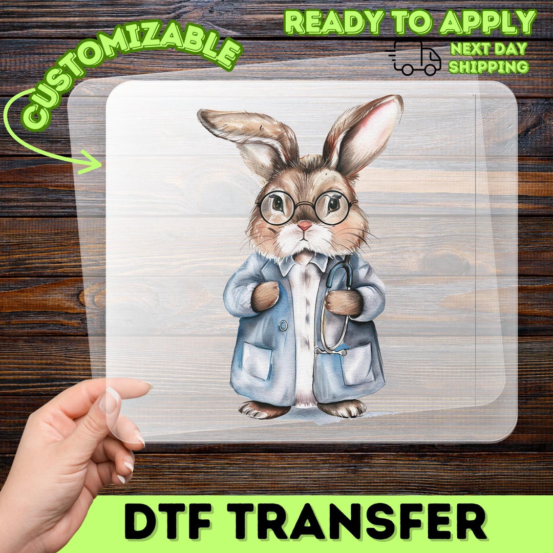 Animalcrossing Doctor Rabbit Watercolor Doctor Rabbit Iron-on Decal, Playful Medical Art DTF ...