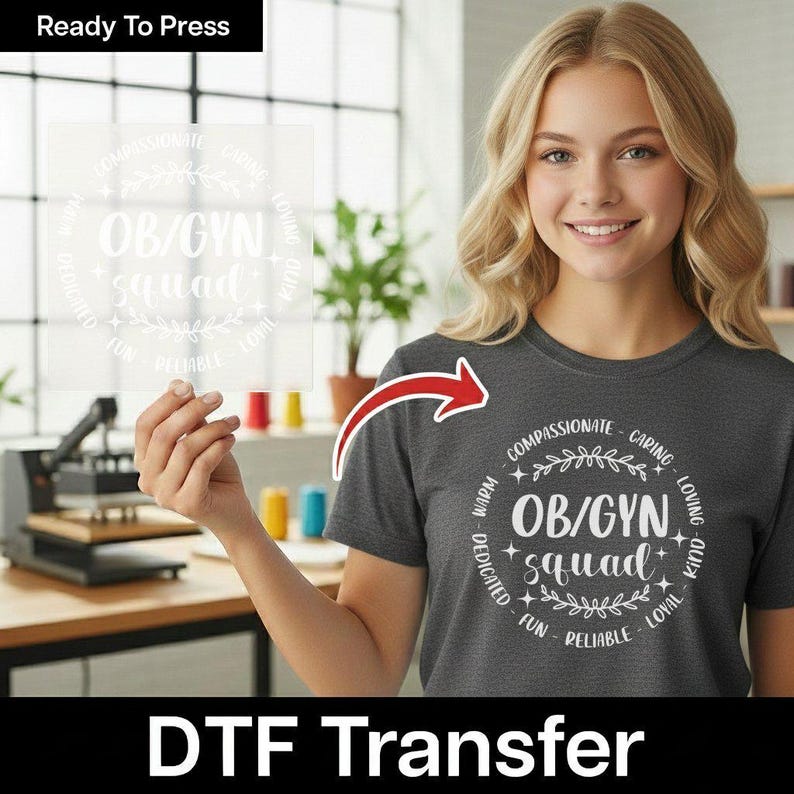 Obgyn Squad DTF Transfer, Floral Medical Nurse Iron On, OB GYN Team ...