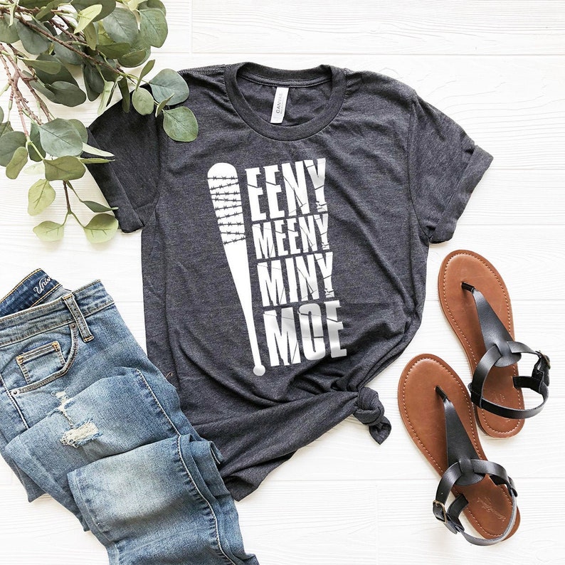 Eeny Meeny Miny Moe Shirt The Walking Dead Negan's Bat Heather Dark Grey