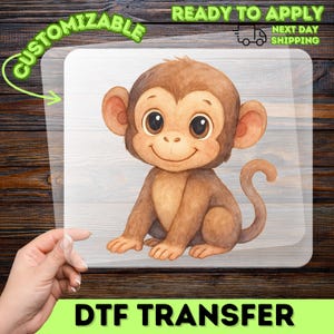 Cute Monkey Cartoon DTF Transfer for Kids Apparel & Nursery Decor | Adorable Playful Animal | Ready to Press Iron-On for Halloween