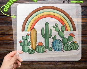 Cactus Rainbow DTF Transfer, Vibrant Bohemian Nature Design, Southwestern Succulent Heat Transfer for Desert Lovers Apparel