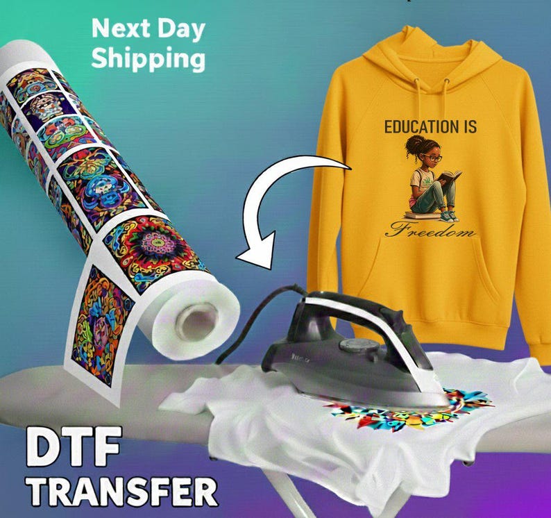 Black History Education is Freedom DTF Transfer, Empowering Reading Girl DTF Transfer, Black History Girl Reading Book DTF Transfer image 7