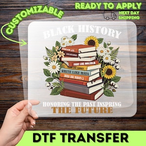 Black History Month Iron On DTF Transfer, Vintage Book Stack Empowerment Quote, Cultural Pride Heat Transfer Design image 3
