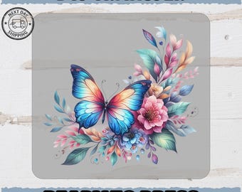 Vibrant Butterfly and Floral DTF Transfer, Spring Celebration Iron-On Decal, Inspirational Nature Art for Transformation Enthusiasts