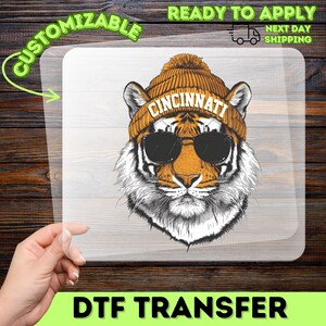 Cool Tiger Beanie DTF Transfer, Retro Hipster Animal Design, Cincinnati Ready To  Press Iron-On for Shirts & Hoodies, Sports Fan Apparel