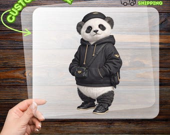 Panda Urban Streetwear DTF Transfer, Playful Hoodie and Beanie Design, Heat Transfer for Fashion Enthusiasts, Youthful Gift