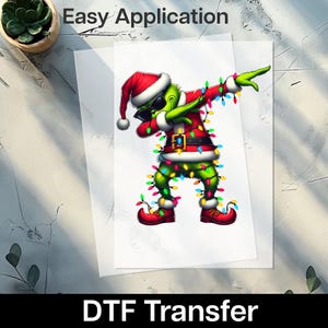 Funny Christmas Dab Santa DTF Transfer Iron-On Ready to Press Holiday Humor Apparel for Family Shirts