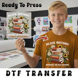 Black History Month Iron On DTF Transfer, Vintage Book Stack Empowerment Quote, Cultural Pride Heat Transfer Design image 7