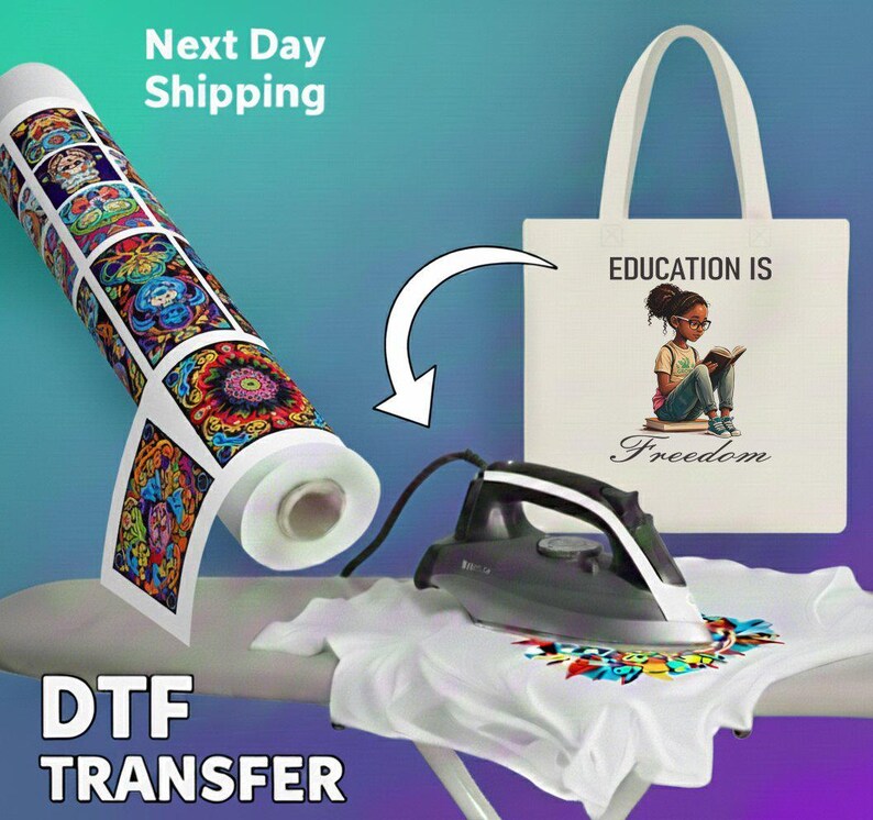 Black History Education is Freedom DTF Transfer, Empowering Reading Girl DTF Transfer, Black History Girl Reading Book DTF Transfer image 8