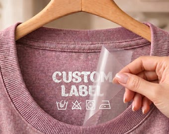 Minimalist Custom Neck Labels, Modern DTF Branding Tags, Sleek Tagless Heat Transfer for T-Shirts, Clean Design Logo Labels, Back To School