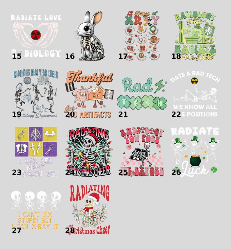 Funny Christmas Radiology DTF Transfer Iron-on Santa Skeleton T-shirt ...