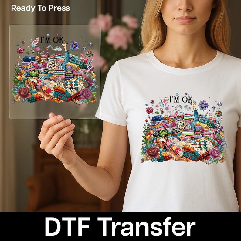 Funny Quilting Humor DTF Transfer Iron-On Ready To Press T-shirt for Craft Enthusiasts Quilters & Sewing Groups image 5