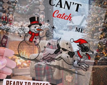 Funny Christmas Dog DTF Transfer, Snowman Dog Ready to Press, Cute Holiday Dog DTF Print, Christmas Dog Heat Transfer, Festive Winter Design