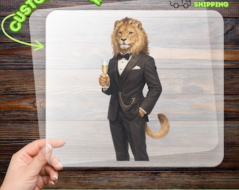 Lion Tuxedo Design DTF Transfer, Elegant Animal Heat Transfer, Sophisticated Party Ready to Press, Luxury Fashion Gift Idea