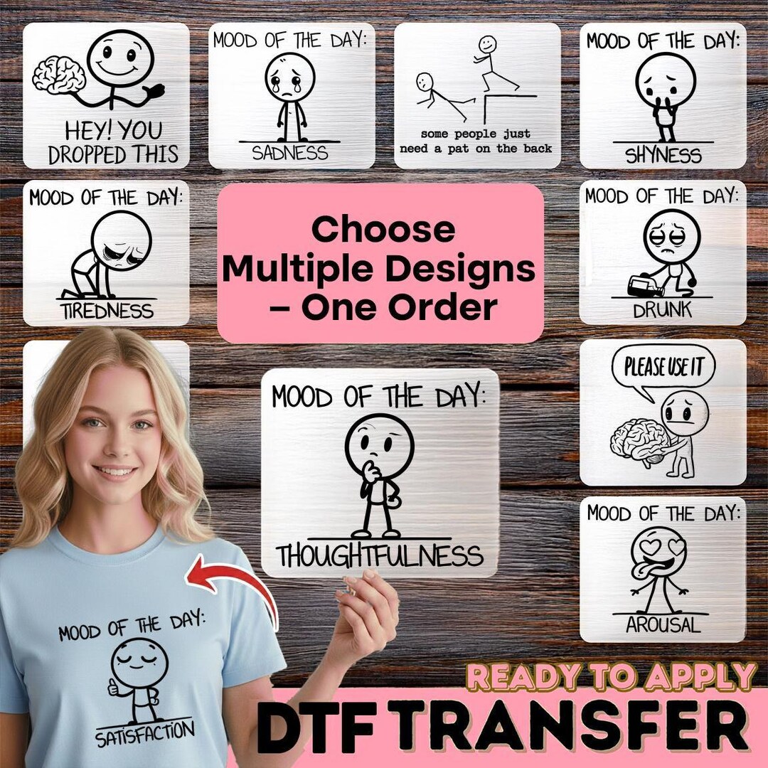 Funny Stickman DTF Transfer for Shirts, Minimalist Line Art Iron On ...