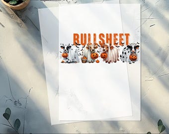 Funny Cow Ghost Halloween DTF Transfer, Cute Farm Cow Ghost Heat Transfer, Western Halloween Ready to Press Iron On Decal