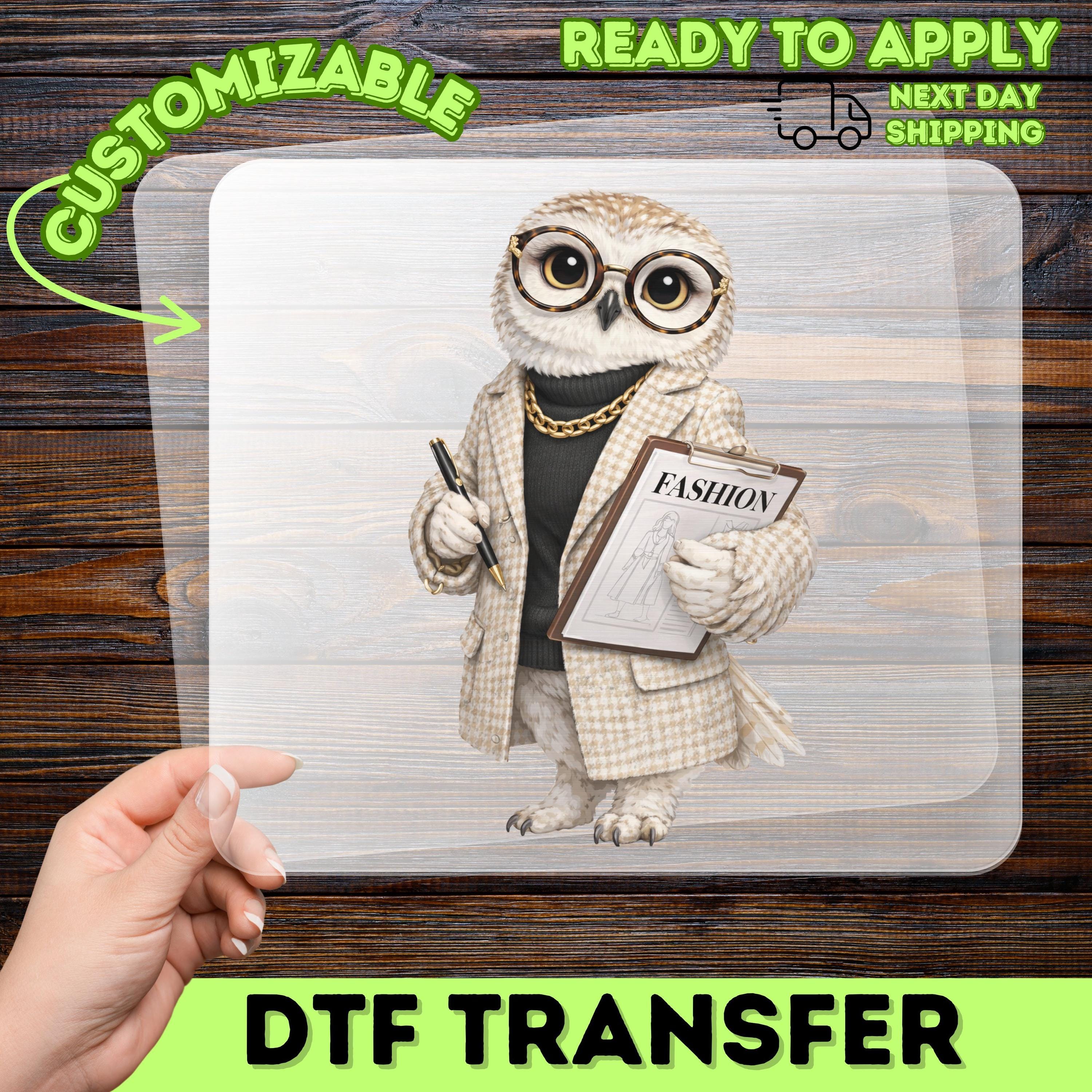 Stylish Owl Fashion DTF Transfer, Funny Animal Heat Transfer, Quirky Fashion Humor Iron-On Decal for