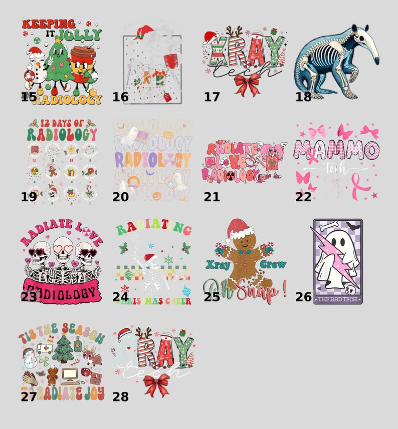 Funny Christmas Radiology DTF Transfer, Cute 12 Days of Radiology Iron ...