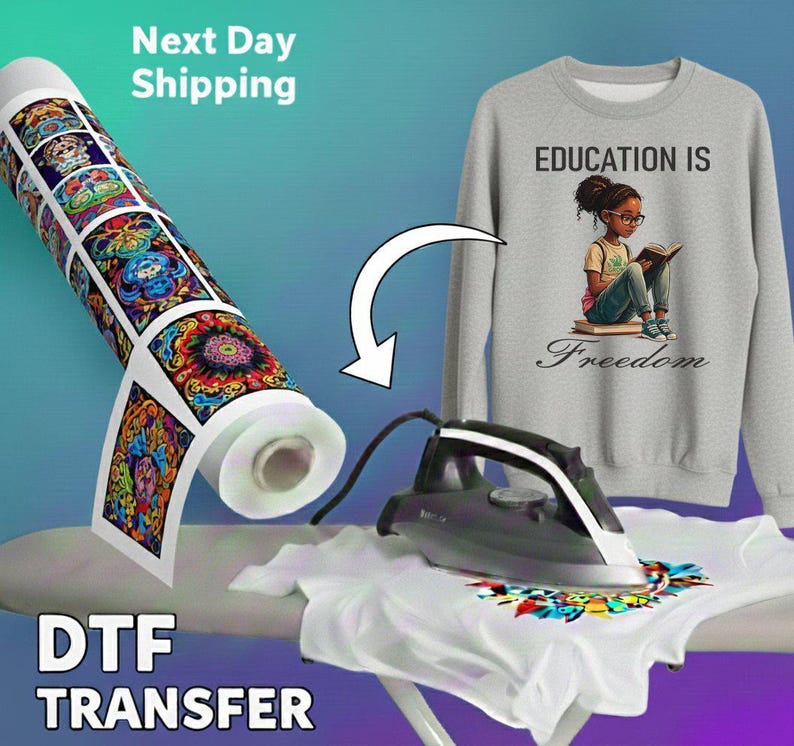 Black History Education is Freedom DTF Transfer, Empowering Reading Girl DTF Transfer, Black History Girl Reading Book DTF Transfer image 6