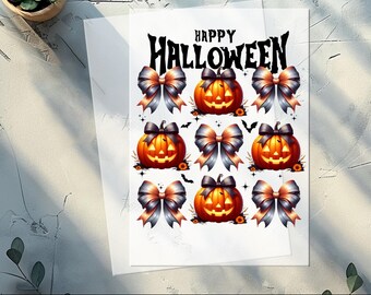 Elegante Halloween pompoen-kruiden DTF-transfer, gezellige herfst hitteoverdracht, schattige seizoensgebonden kant-en-klare strijkapplicatie