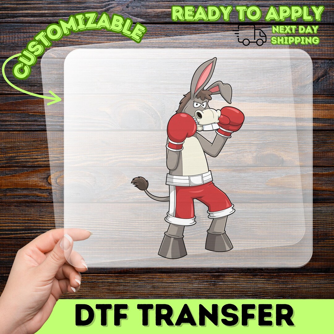Funny Boxing Donkey DTF Transfer, Animal Humor Iron on Decal, Sports ...