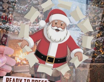 Cute Santa DTF Transfer, Ready To Press Santa Christmas Design, Holiday Heat Transfer, Festive DTF Print, Xmas DTF Iron On