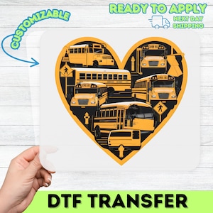 Retro School Bus Heart DTF Transfer Ready to Press for Bus Driver Shirt or Cute Teacher Apparel