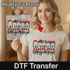 Cute Christmas Mahjong DTF Transfer, Holiday Mahjong Tiles Ready to Press, Xmas Heat Transfer, Festive Mahjong Gift For Crafters image 8
