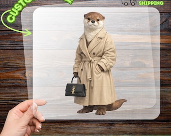 Quirky Otter in Trench Coat DTF Transfer, Humorous Animal Fashion Design Heat Transfer, Ready to Press for Unique Lovers
