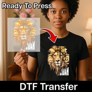 Inspirational Lion of Judah DTF Transfer, Religious Iron-On for Christian Apparel, Ready To Press Spiritual T-Shirt Design