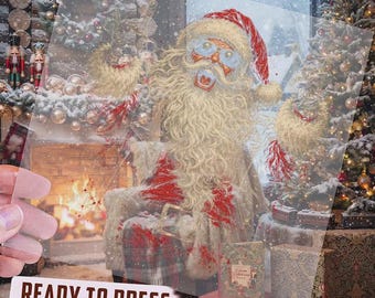 Rock Santa DTF Transfer, Ready To Press Santa Rocker Heat Transfer, Christmas DTF, Funny Santa Claus T-Shirt Transfer