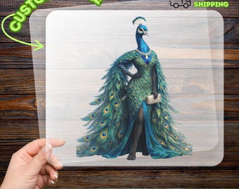 Glamorous Peacock Iron-On Decal, Elegant Art Design for Fashion Enthusiasts, Luxury Animal Heat Transfer, Artistic Expression