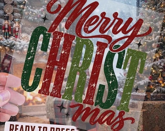 Merry Christmas DTF Transfer, Ready To Press, Christmas DTF Transfer, Retro Christmas, Festive Season Iron On Decal, Holiday Cheer Transfer