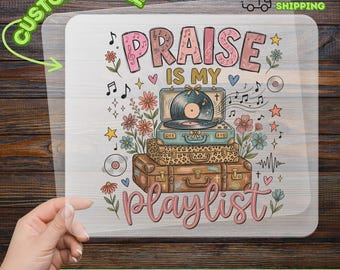 Christian Music DTF Transfer, Religious Ready to Press, Retro Record Player DTF Print, Faith Based Heat Transfer, Music Lover Gift