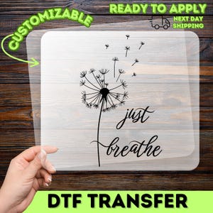 Transferencia termoadhesiva con citas inspiradoras de diente de león, diseño floral minimalista para planchar, lista para aplicar en prendas de vestir DIY.