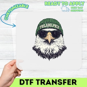 Eagle with Green Beanie & Sunglasses DTF Transfer Philadelphia Fan Apparel Iron-On Eagles Ready To Press Sports T-Shirt Design