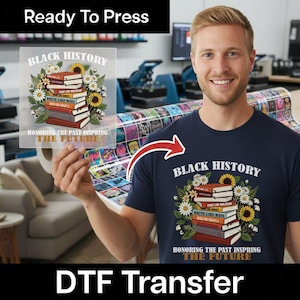 Black History Month Iron On DTF Transfer, Vintage Book Stack Empowerment Quote, Cultural Pride Heat Transfer Design image 6