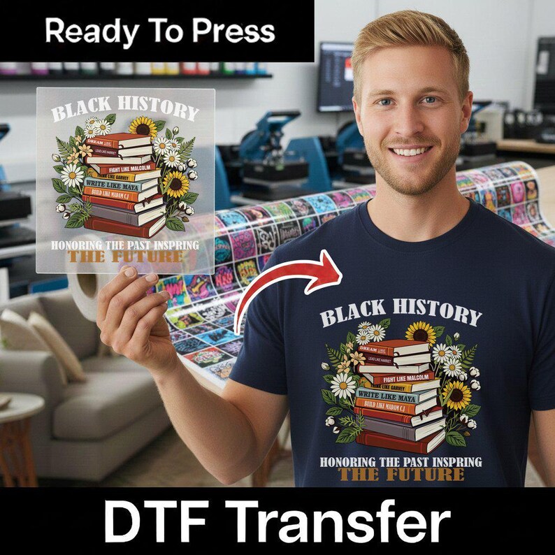 Black History Month Iron On DTF Transfer, Vintage Book Stack Empowerment Quote, Cultural Pride Heat Transfer Design image 6