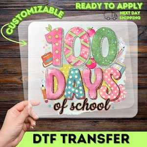 Cheerful 100 Days of School Cute DTF Iron-On Transfer for Teachers & Students Apparel
