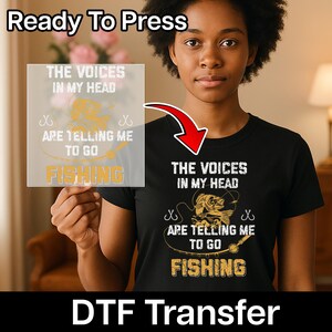 Funny Vintage Fishing DTF Transfer T-shirt for Anglers & Outdoor Enthusiasts, Ready to Press Funny Apparel Gifts