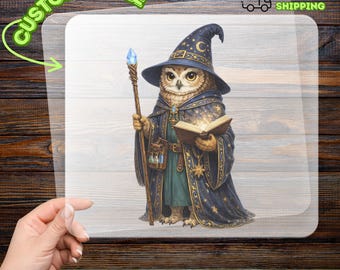 Cute Witch Owl DTF Transfer, Enchanting Fantasy Magic Iron-On Decal, Mystical Book Lover Heat Transfer, Ready to Press Art