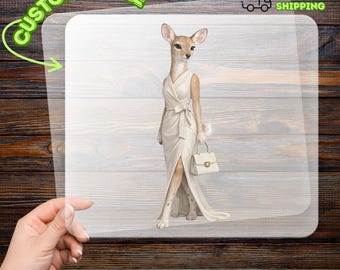Elegant Anthropomorphic Deer Heat Transfer, Unique Animal Art Decal for Fashion Enthusiasts, Statement Piece