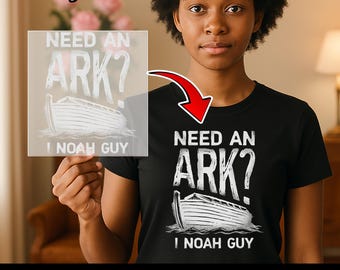 DTF-overdracht met grappige bijbelse humor met woordspeling over de ark van Noach voor kleding voor kerk- en bijbelstudie
