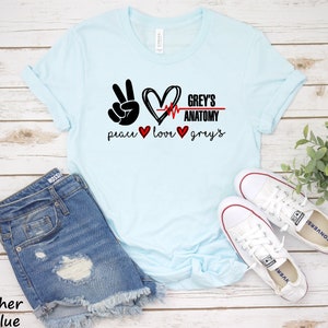 Peace Love Greys Unisex Tshirt | I'm a Greysaholic T-shirt | Meredith Grey Derek Shephard Shirts