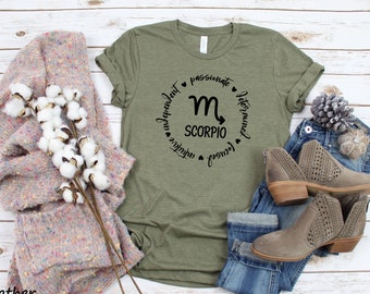 Scorpio Traits Zodiac Unisex Shirts | October Birthday November Birthday | Scorpio Astrology Gift | Scorpio Girl Zodiac Birthday Gift