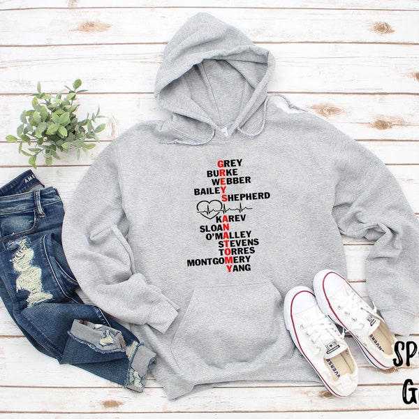 Grey's Anatomy Spelled Down Unisex Hoodie Sweatshirt | I'm a Greysaholic Sweater | Meredith Grey Derek Shephard Sweatshirts